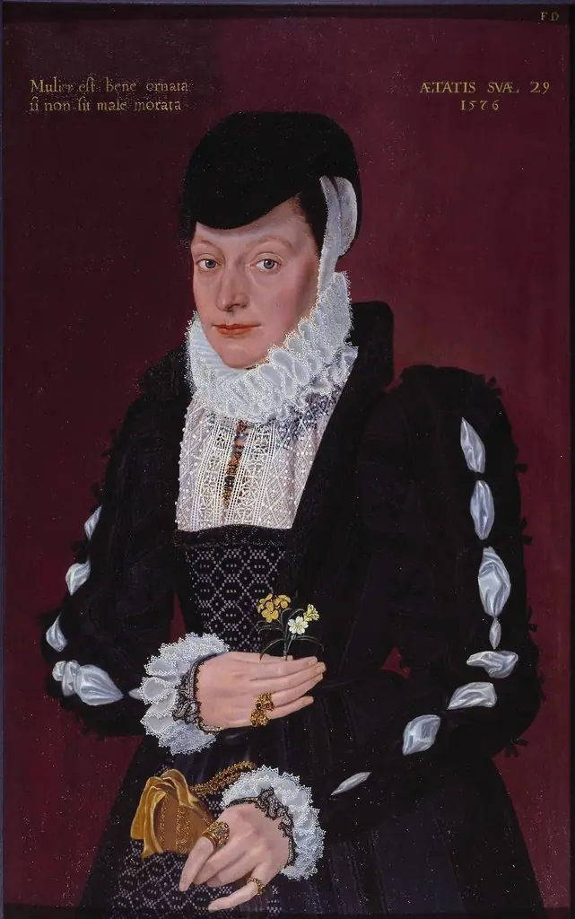 Portrait of an Unknown Lady in mourning dress, dated 1576.