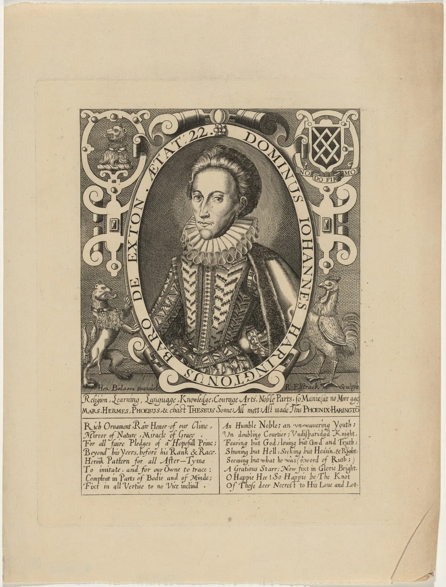 John Harington, Second Baron of Exton, by Renold Elstrack, 1598