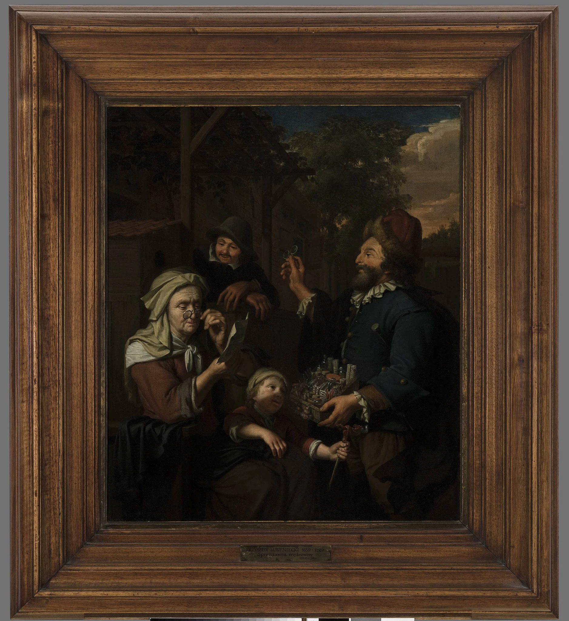 Travelling salesman, by Krzysztof Lubieniecki, oil, 1716