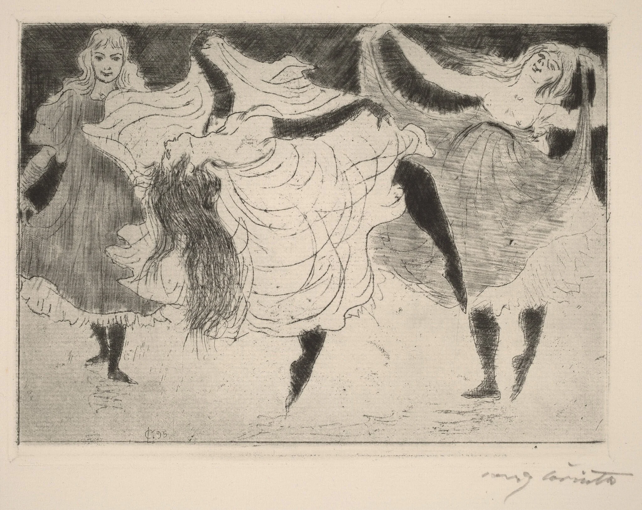 Tänzerinnen (Dancers), by Lovis Corinth, ink, 1895