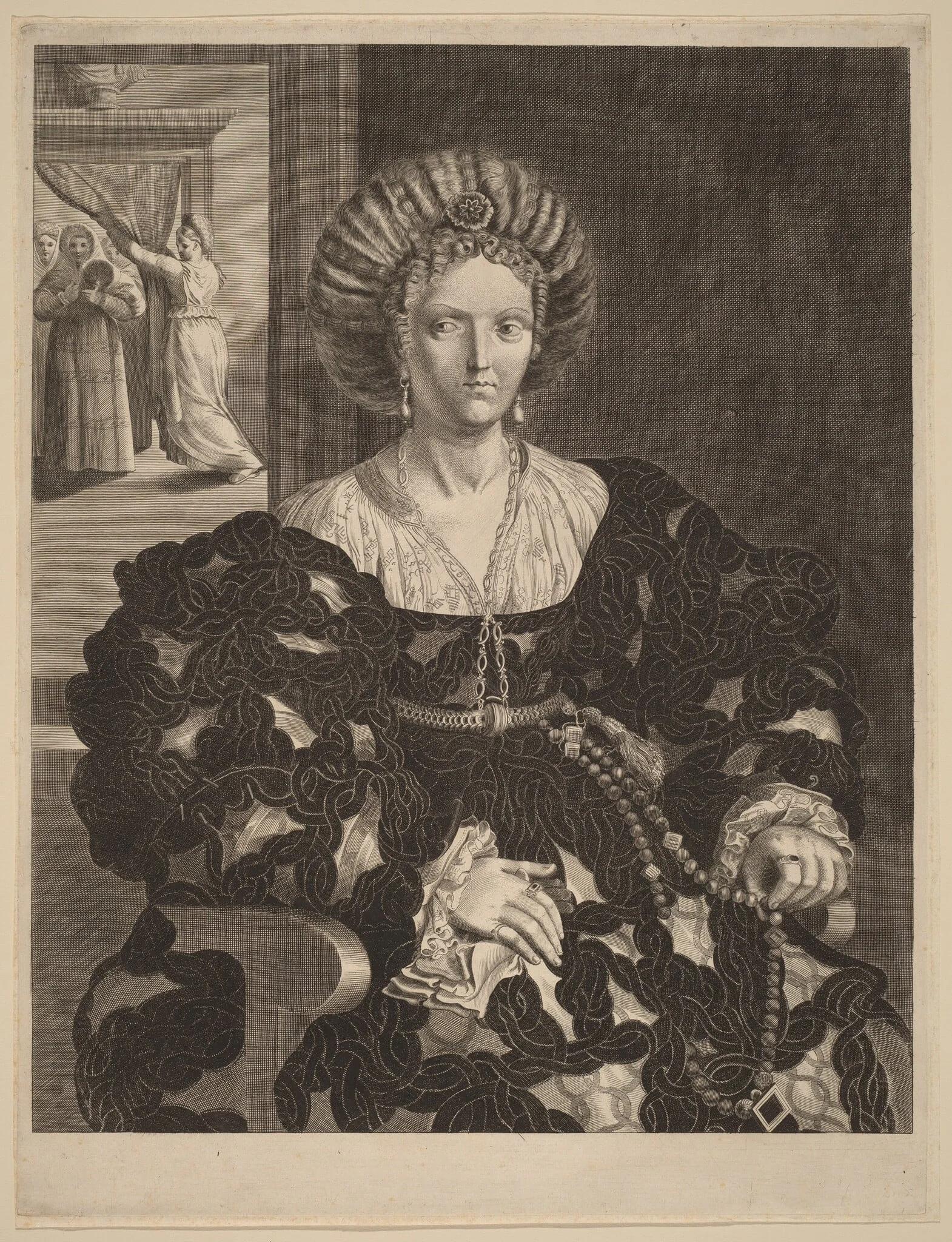 Isabella d'Este, by Pieter Holsteyn II, ink, 1658