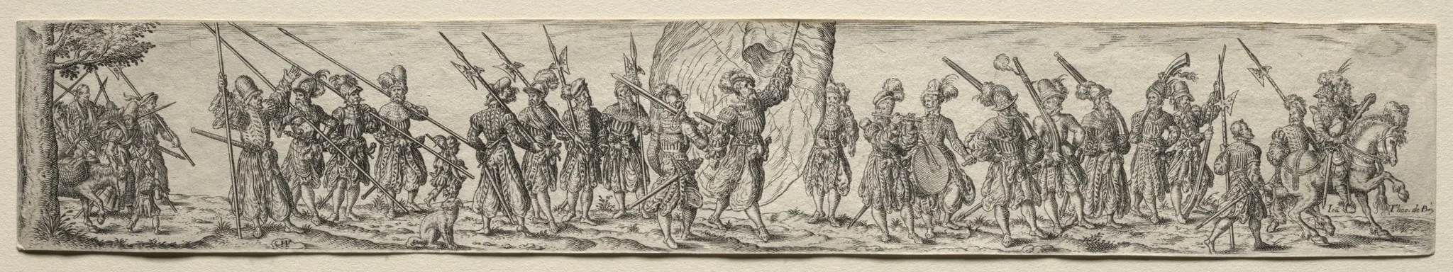 Marching Soldiers, in the Center a Standard Bearer