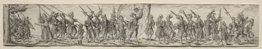 Marching Soldiers, in the Center a Standard Bearer