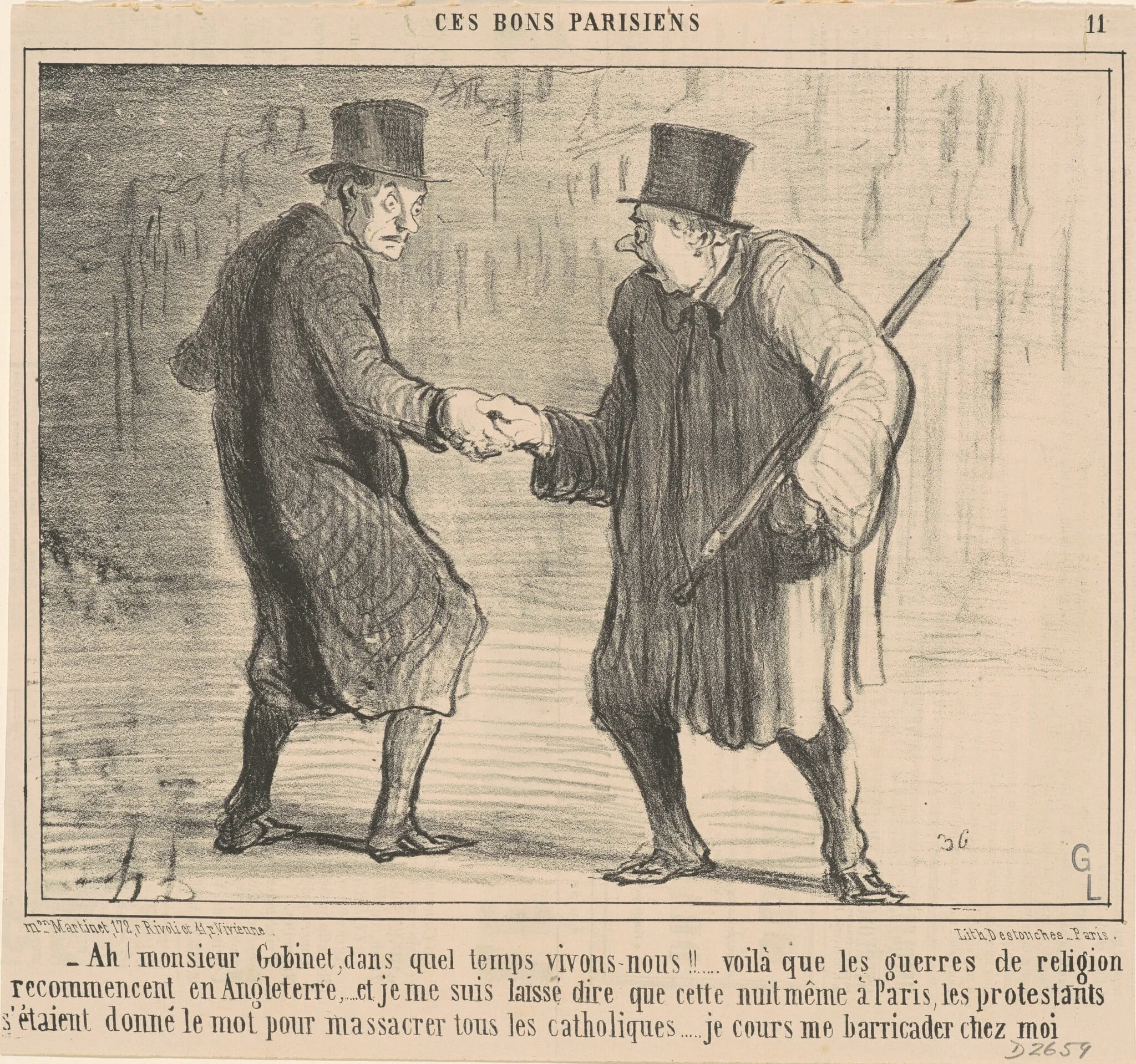 Ah! Monsieur Gobinet, dans quel temps ..., by Honoré Daumier, ink, 1857