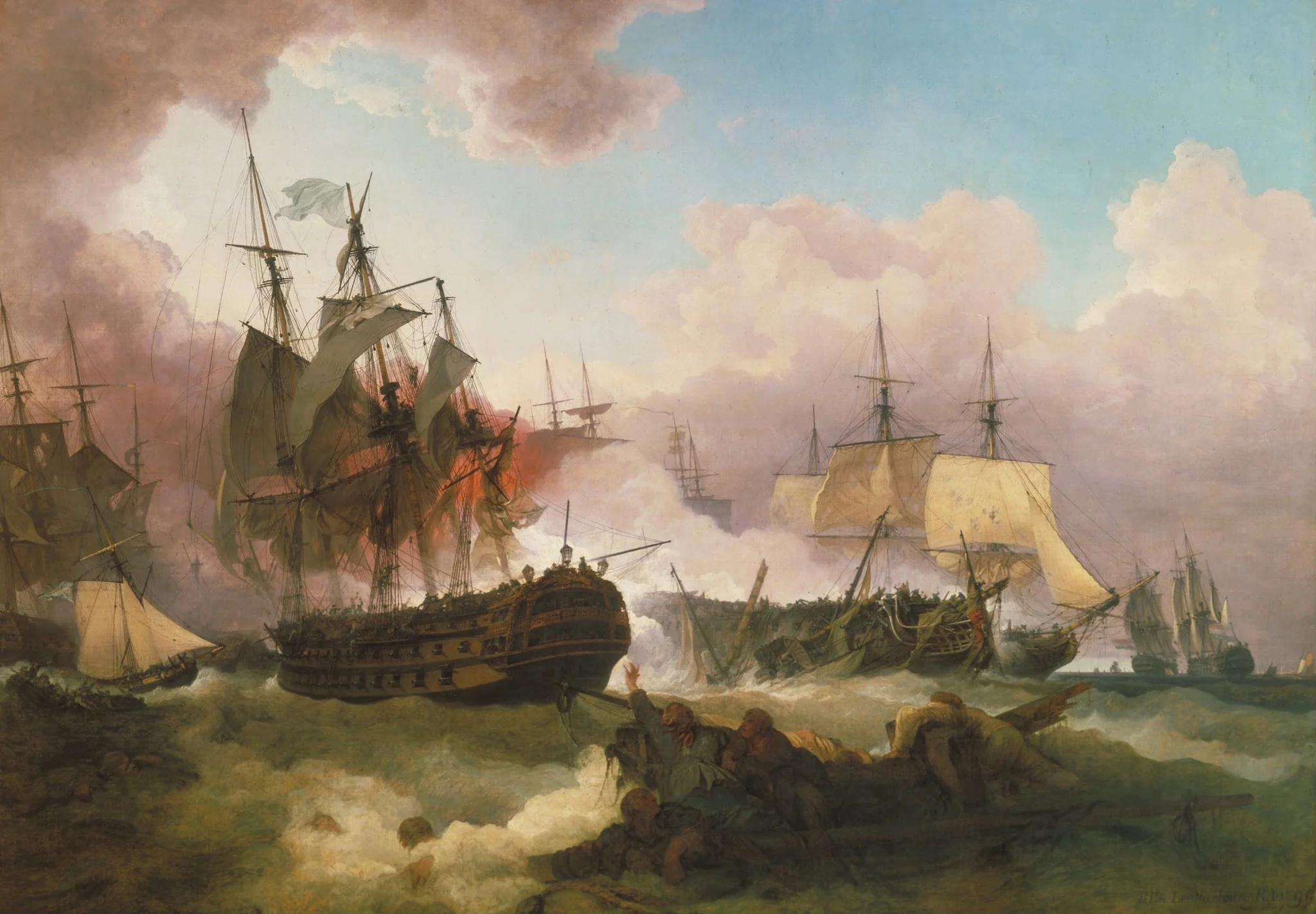 The Battle of Camperdown, by Philip James de Loutherbourg, oil, 1800
