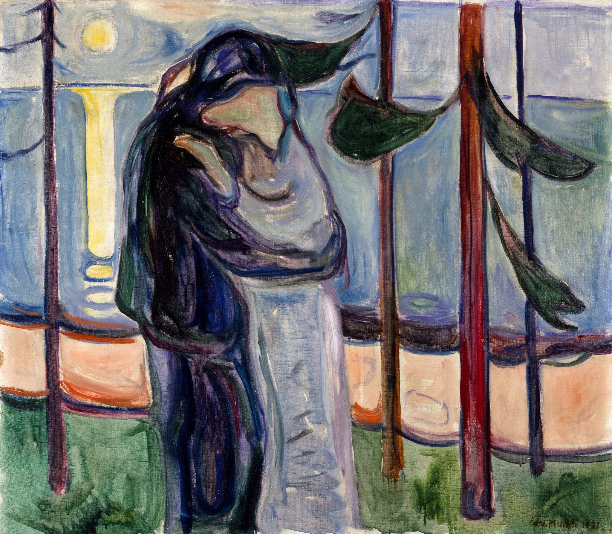 Kiss on the Beach, by Edvard Munch, oil, 1921