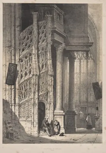 Architecture of the Middle Ages:  Staircase, St. Maclou, Rouen