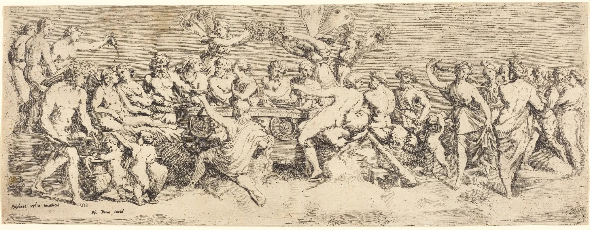The Wedding Feast of Cupid and Psyche, by François Perrier, ink, 1635