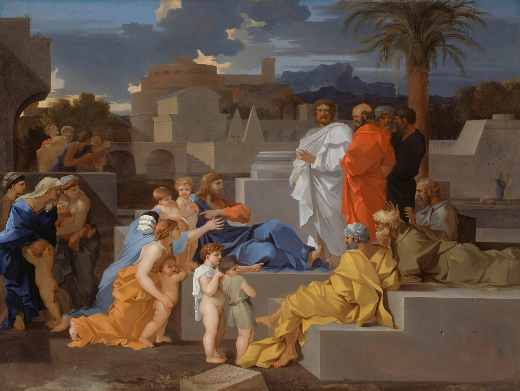 Christ Receiving the Children, by Sébastien Bourdon, oil, 1655