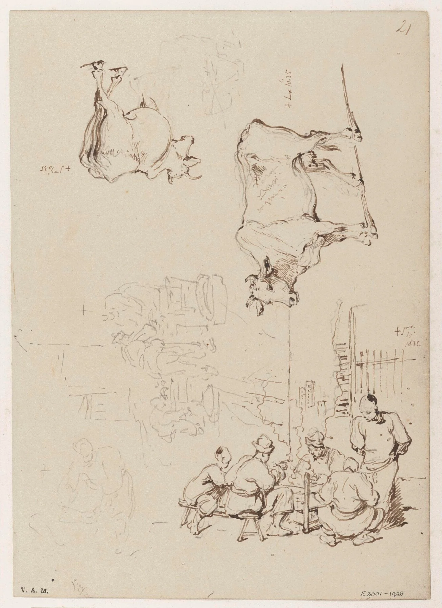 Figures eating at a food stall, by George Chinnery, 6