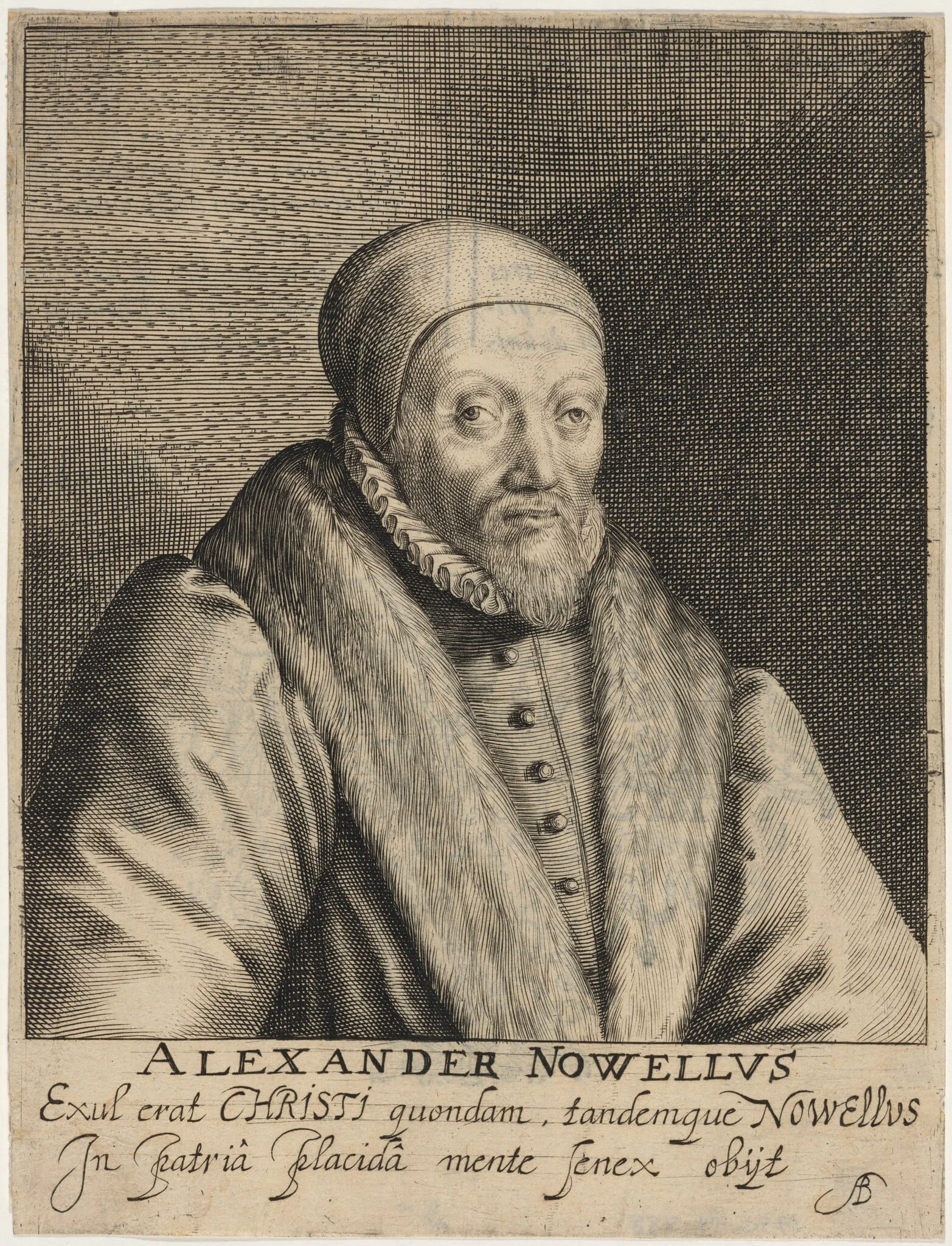 Alexander Nowell, Dean of Saint Paul's, by Magdalena van de Passe, ink, 1620