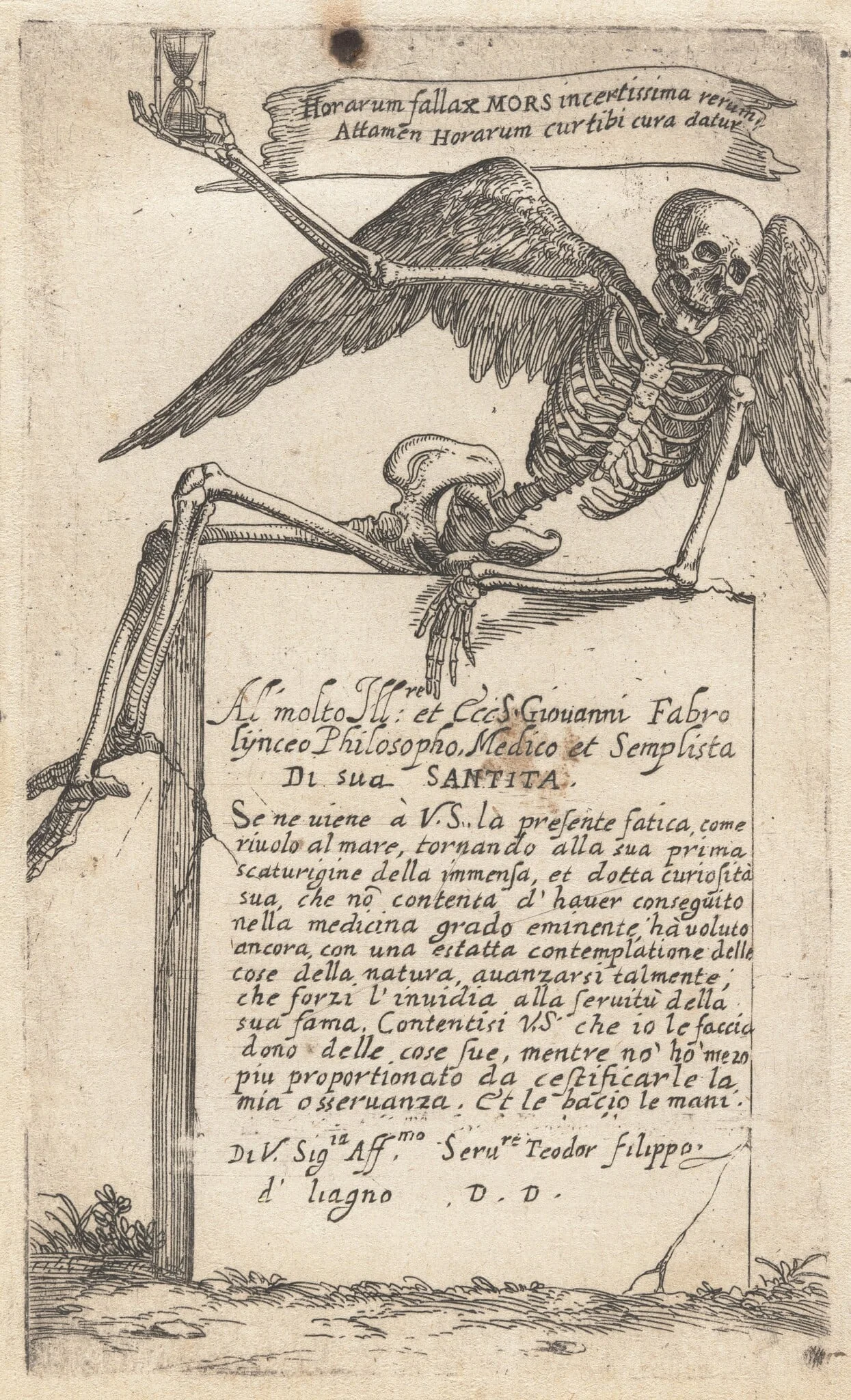 Seated Figure of Death with an Hourglass