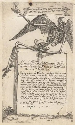 Seated Figure of Death with an Hourglass