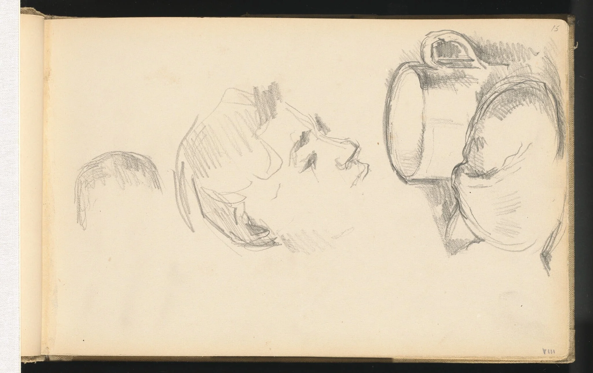 A Head, a Cup, and a Bread Roll, by Paul Cezanne, graphite, 1892