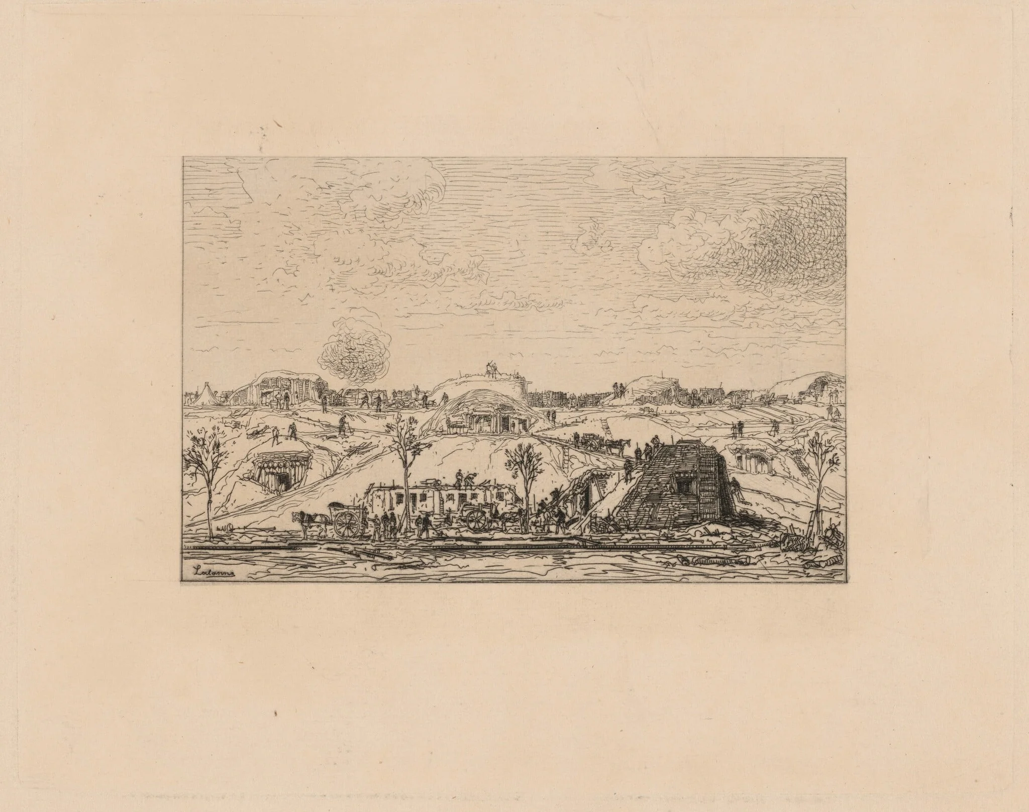 Un Tir aux Bastions, by Maxime Lalanne, ink, 1871