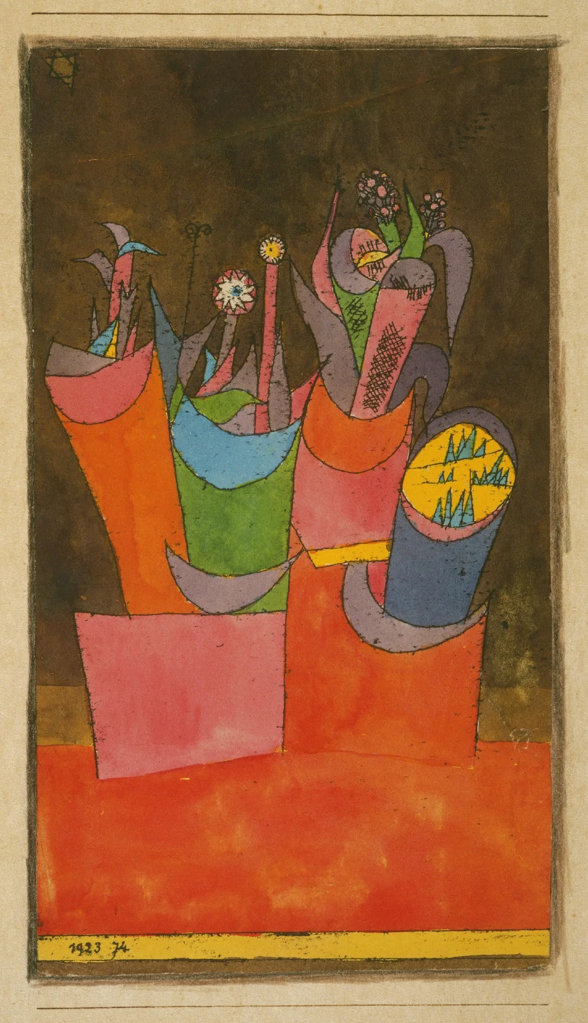 Flowers in Pots, by Paul Klee, watercolor, 1923