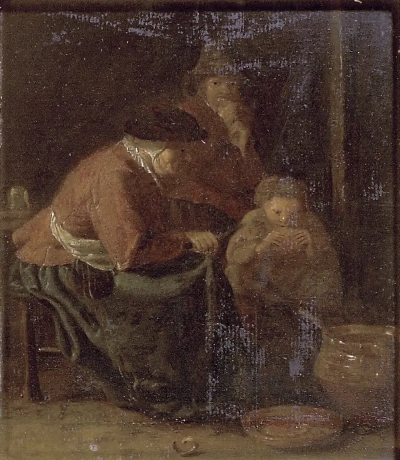 Interior with three Peasants