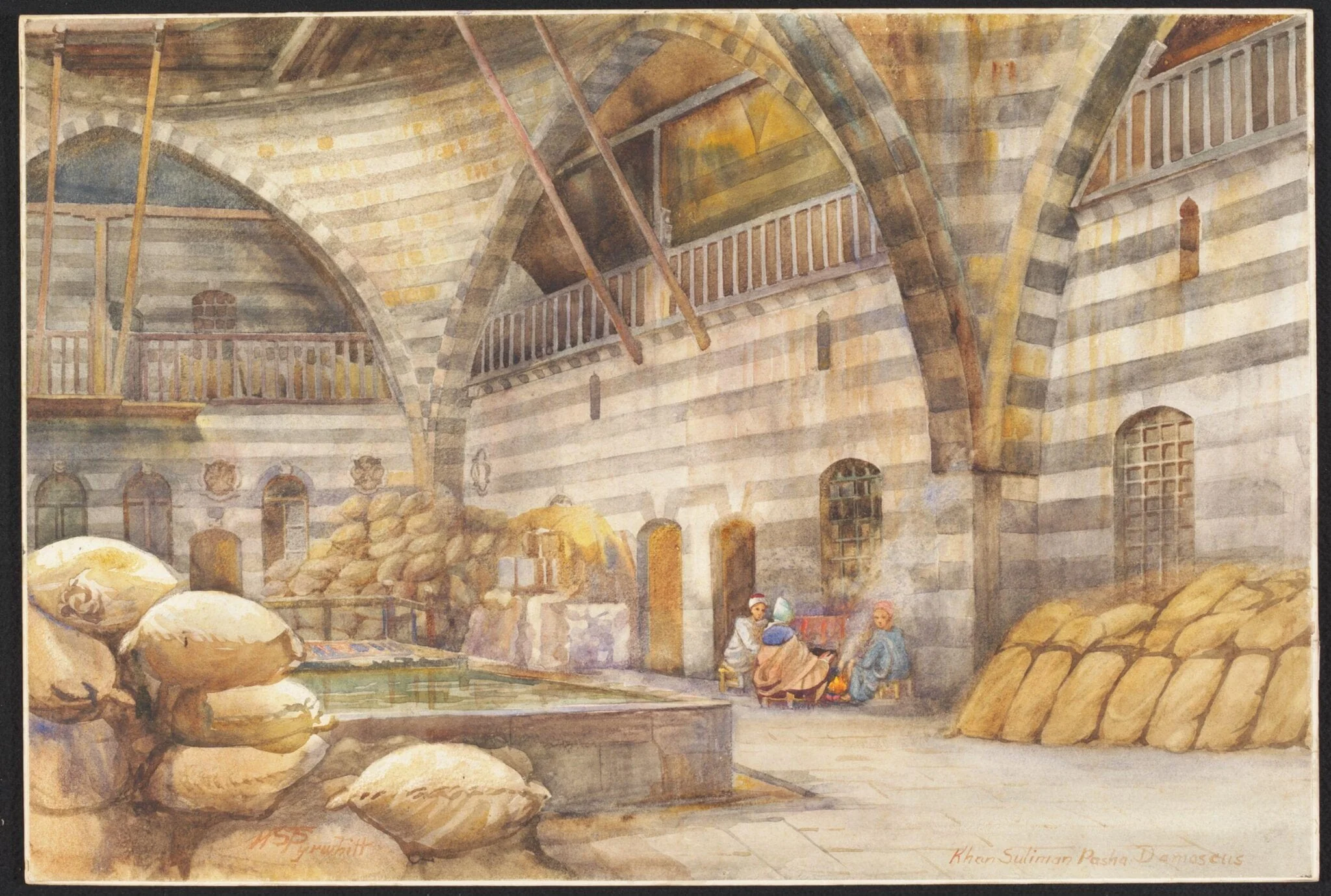 Khan Suliman Pasha, Damascus, by Walter Spencer-Stanhope Tyrwhitt, watercolor, 1905