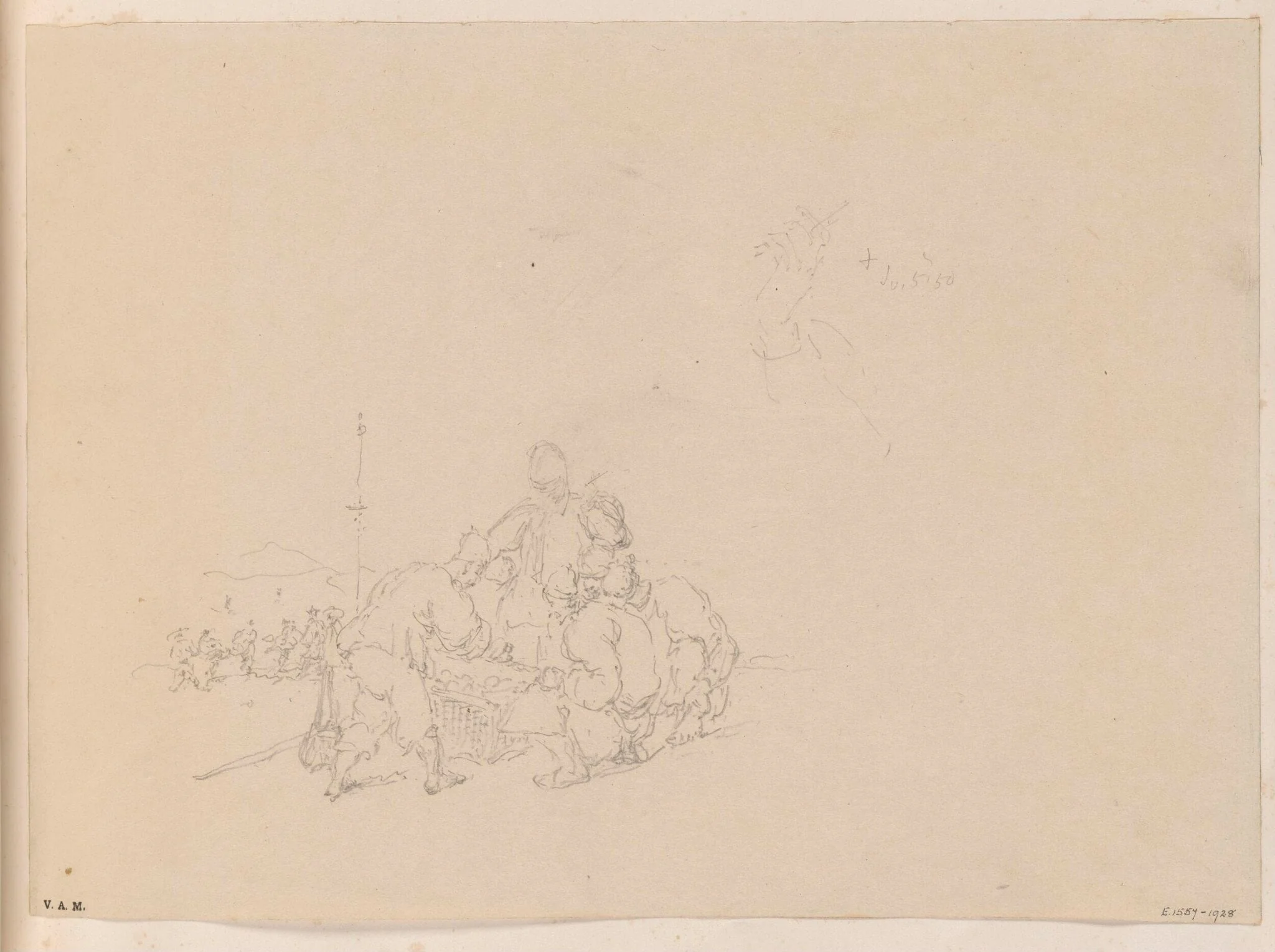Chinese men surrounding a basket, by George Chinnery, 6