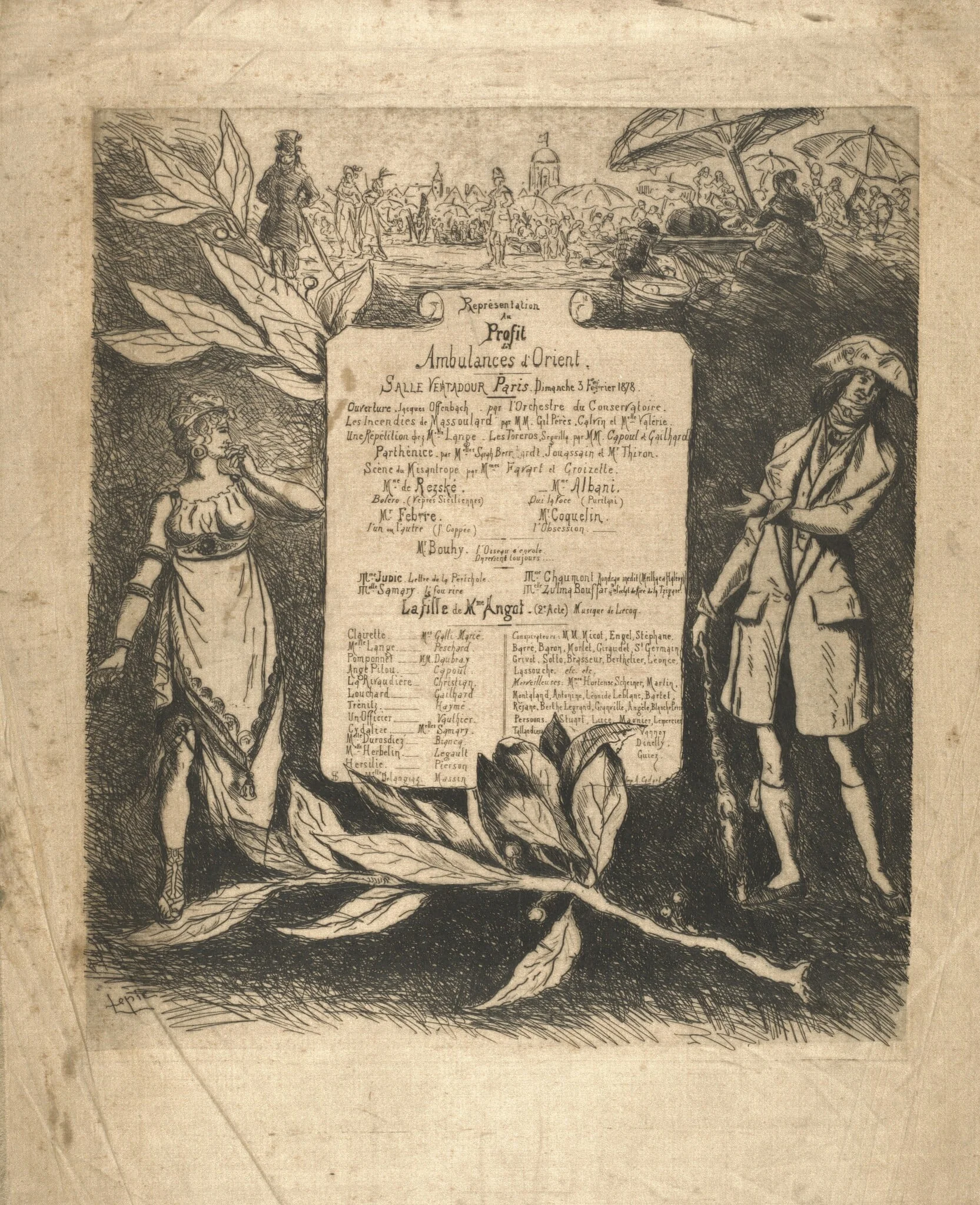 Programme de la représentation du 3 février 1878, salle Ventadour