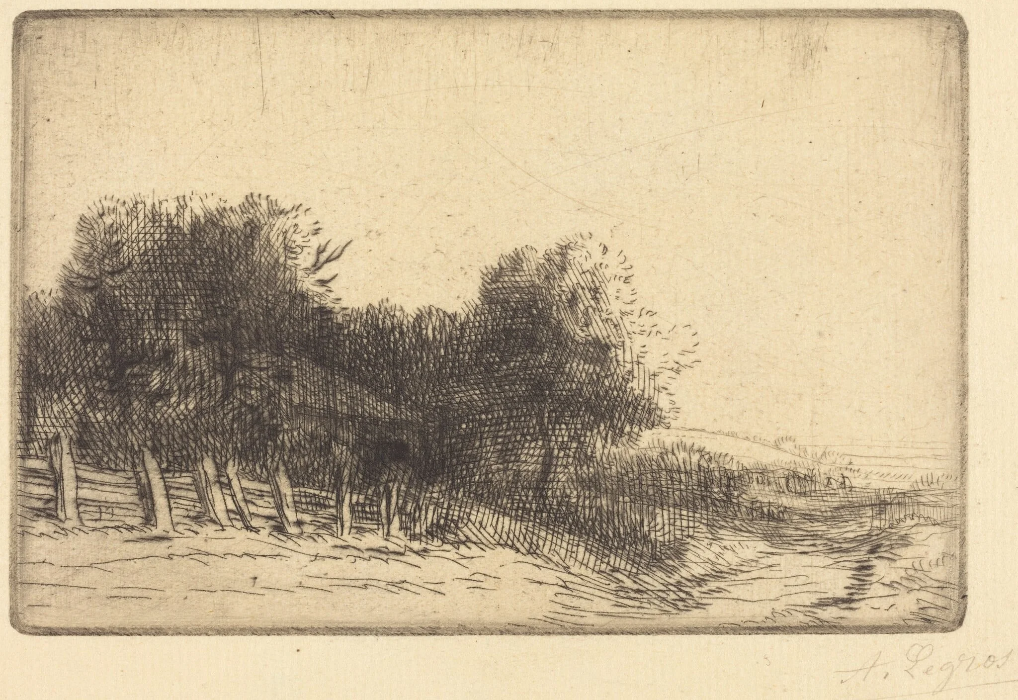 Landscape (Un paysage), by Alphonse Legros, ink, 1874