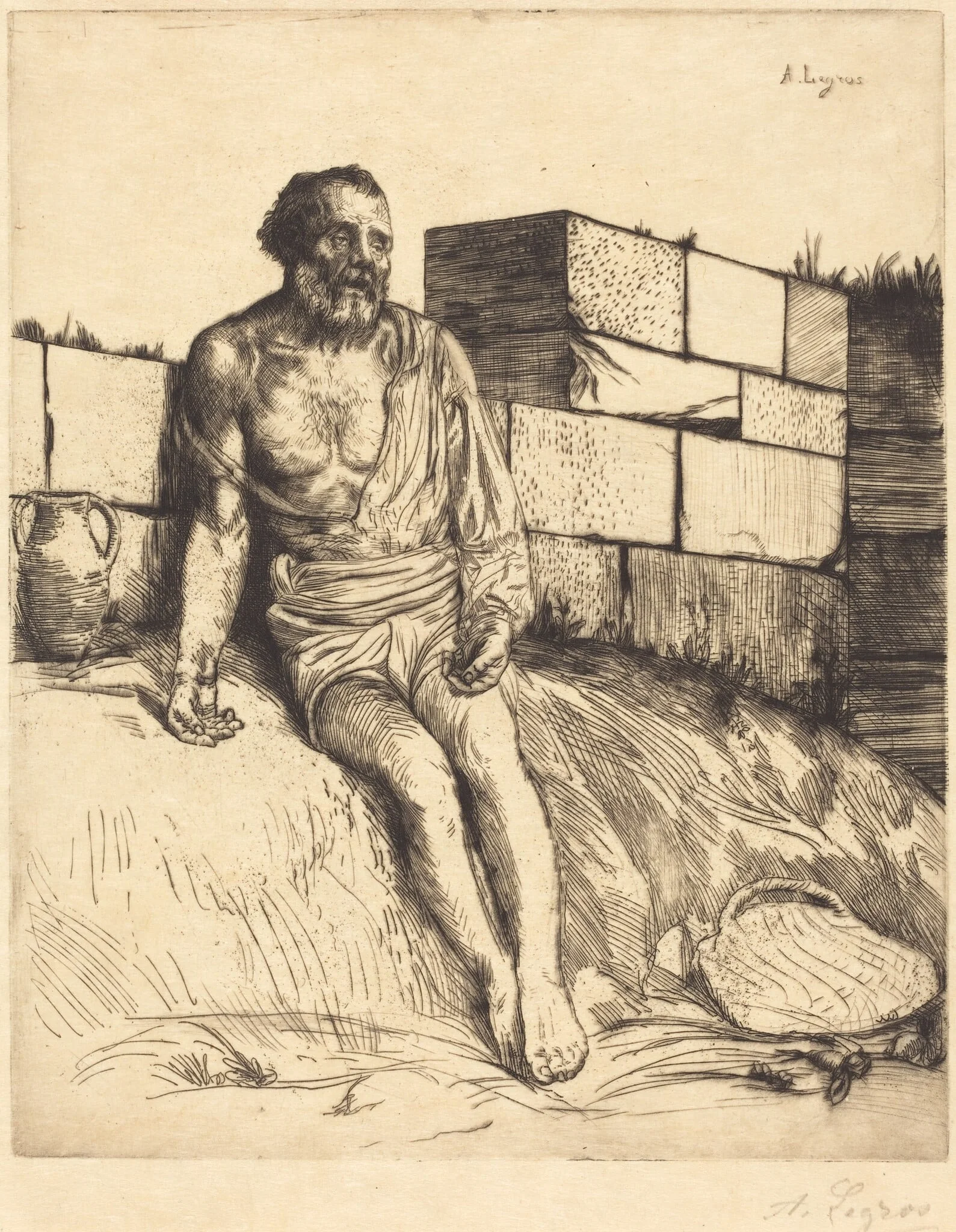 Job, 1st plate, by Alphonse Legros, ink, 1874