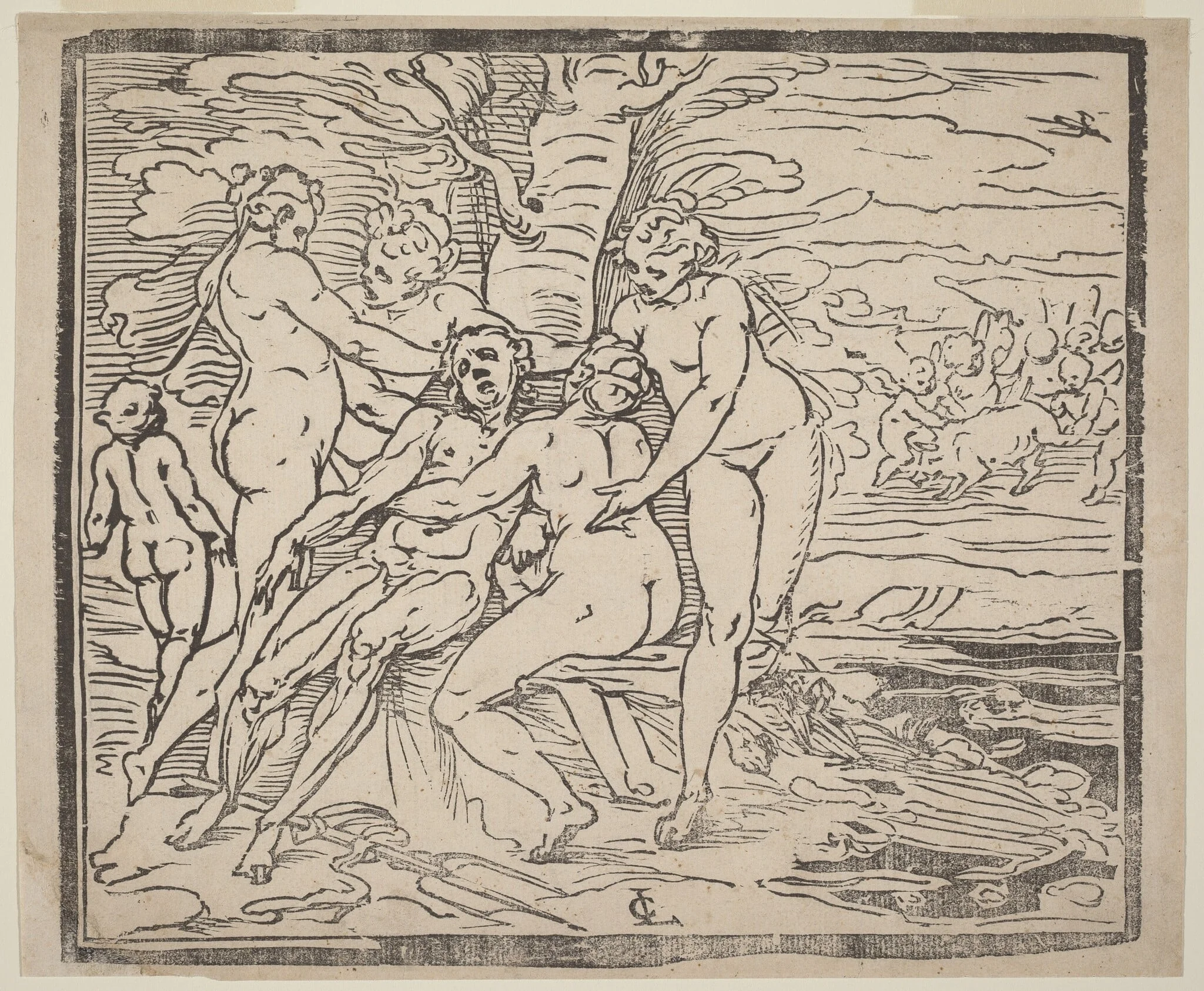 Death of Adonis, by Luca Cambiaso, ink, 1562