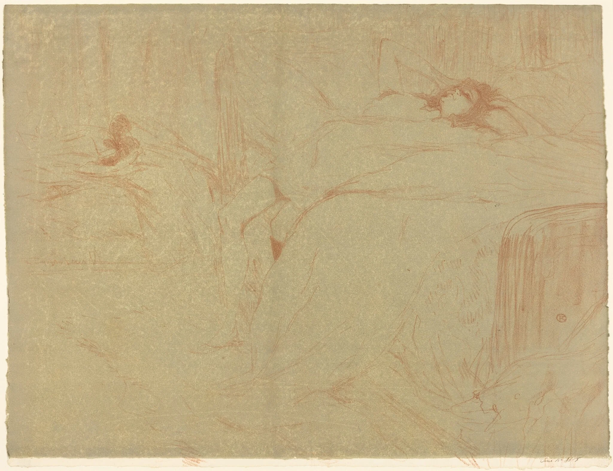 Woman on Her Back (Femme sur le dos), by Henri de Toulouse-Lautrec, ink, 1896
