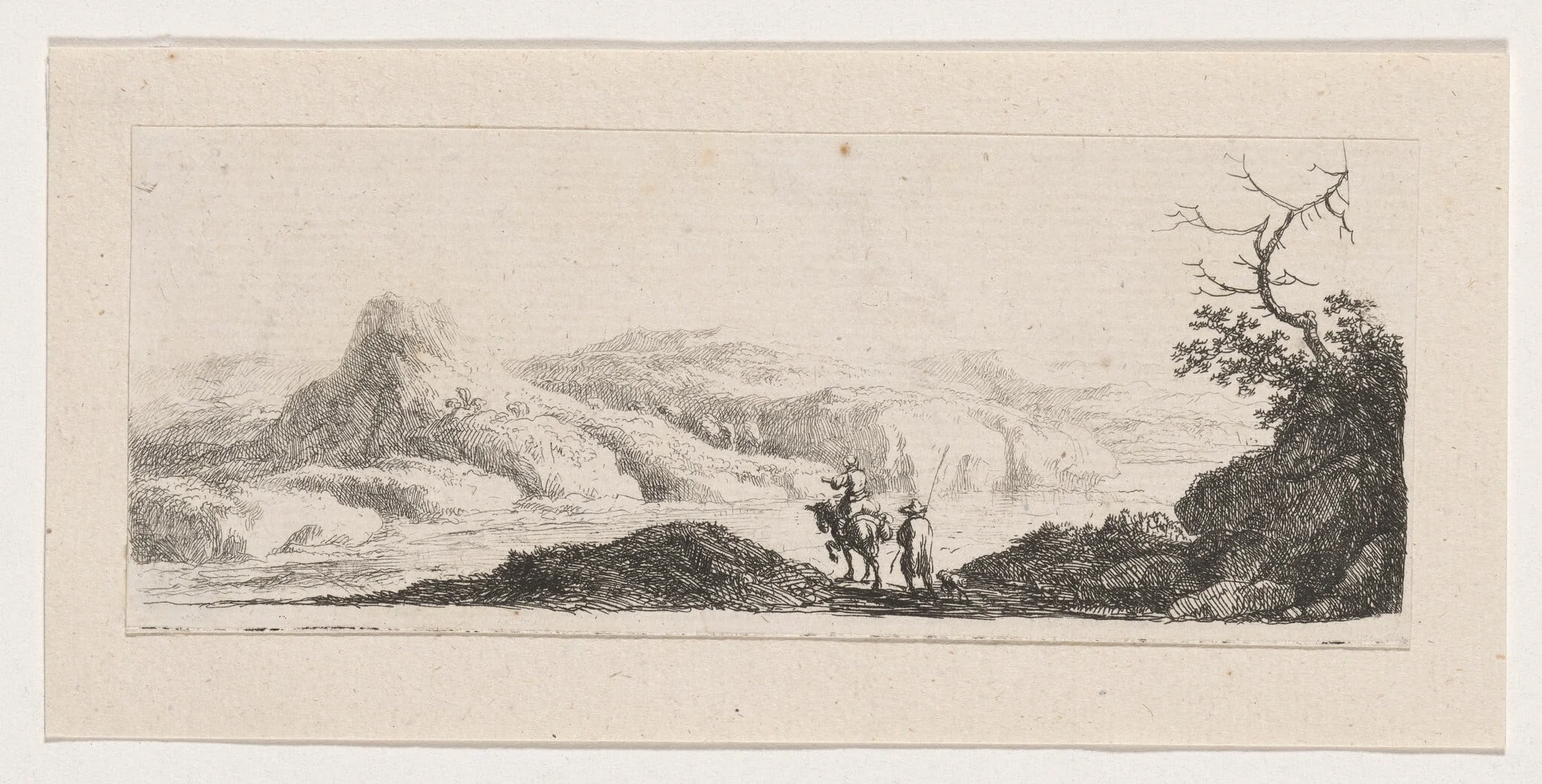 Two Men at the Ford, by Franz Edmund Weirotter, ink, 1760