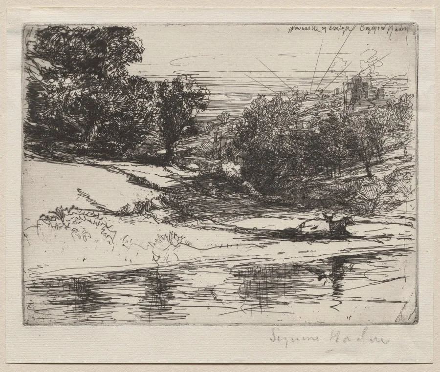 Newcastle in Emlyn, by Francis Seymour Haden, 1868