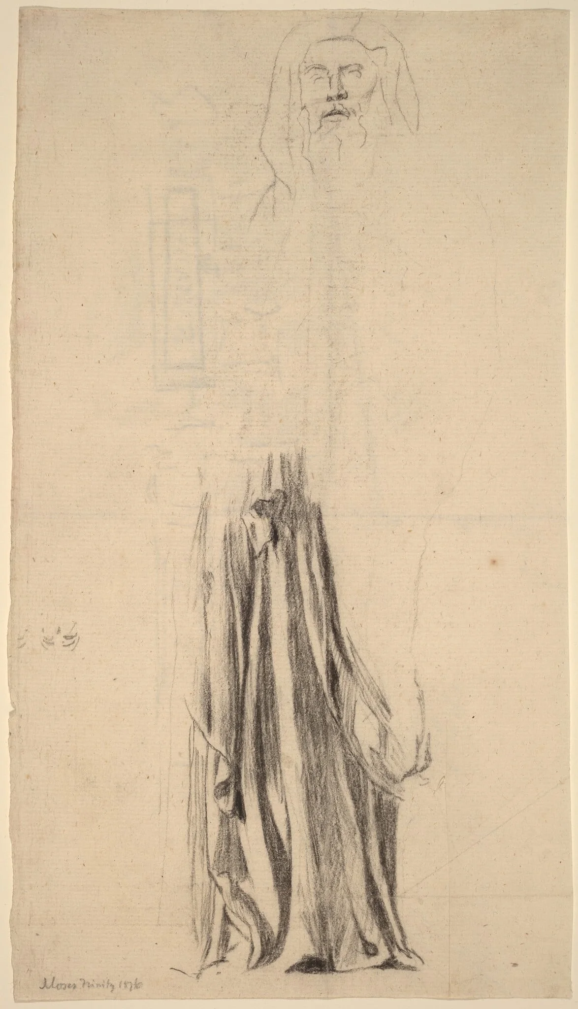 Study for Moses - Trinity Church, Boston, by John La Farge, charcoal, 1876