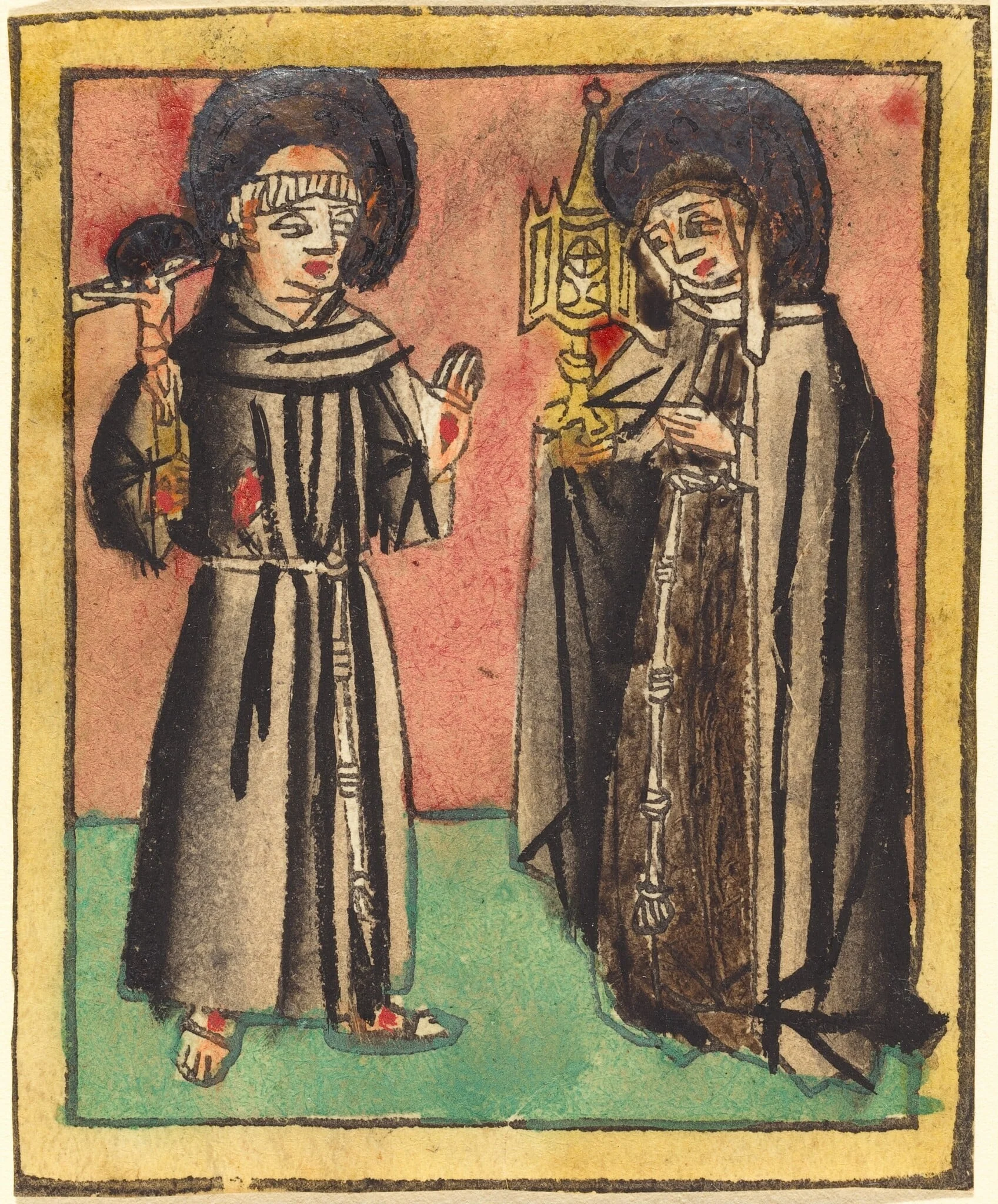 Saint Francis and Saint Clara, by German 15th Century, ink, 1460
