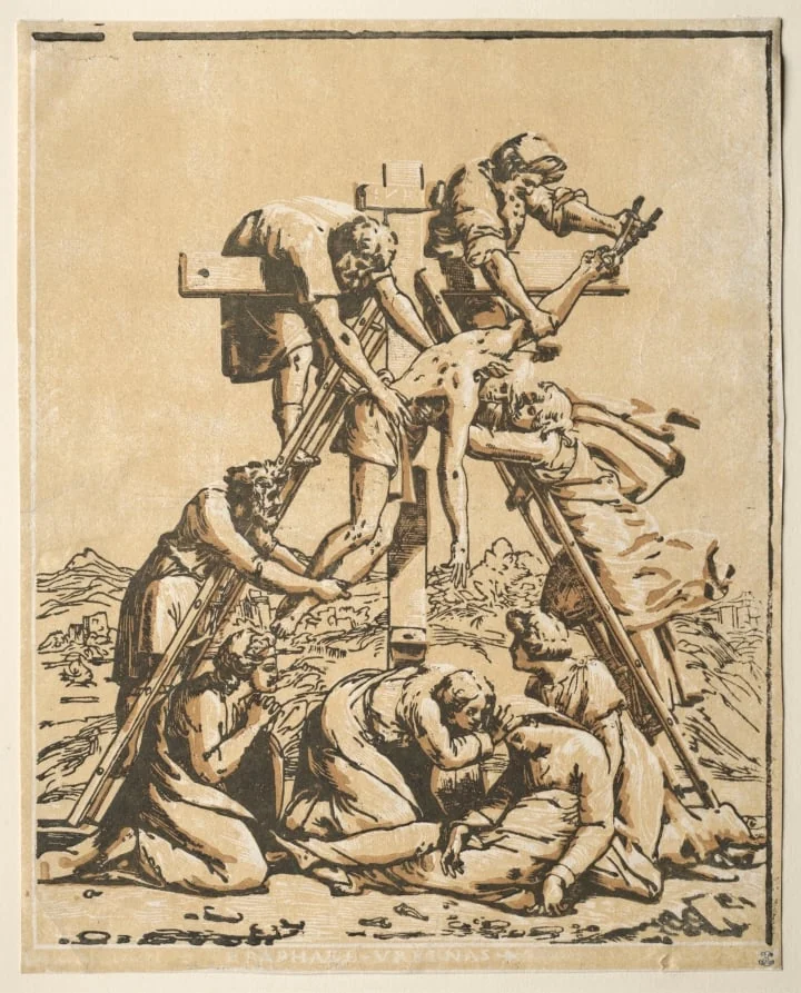 Descent from the Cross, by Ugo da Carpi, 1518