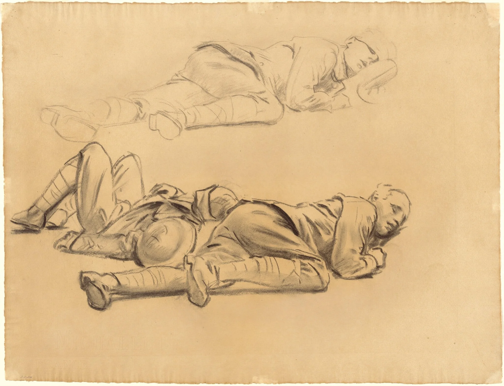 Studies for "Gassed", by John Singer Sargent, charcoal, 1918