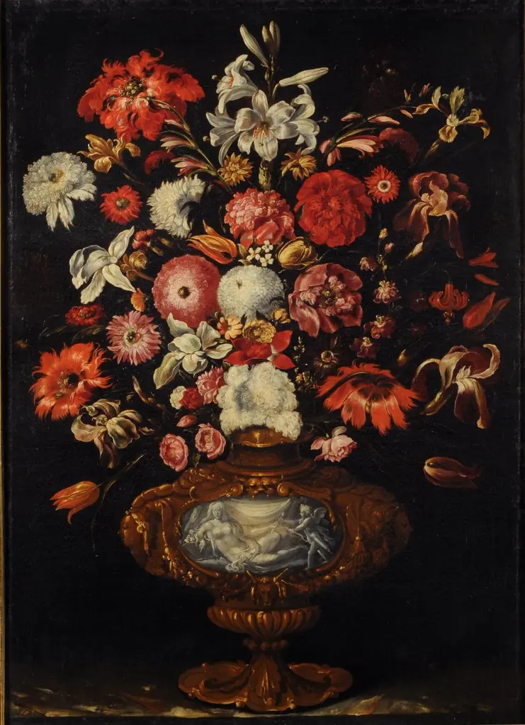 Vase of flowers.