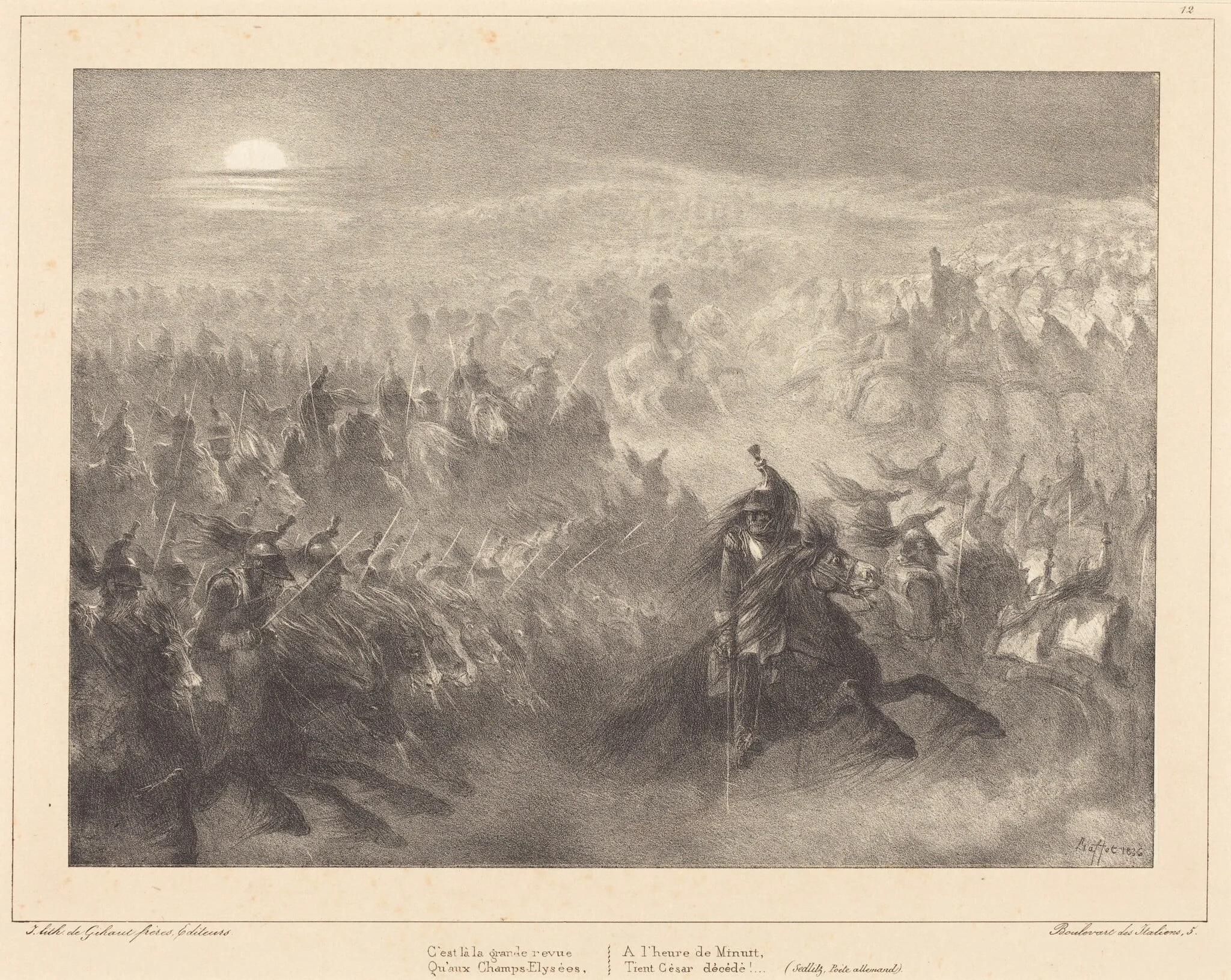 Nocturnal Review, by Auguste Raffet, ink, 1836