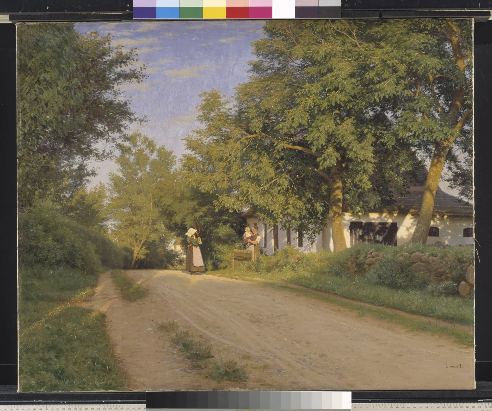 Vej gennem en landsby, by Unknown, 1850