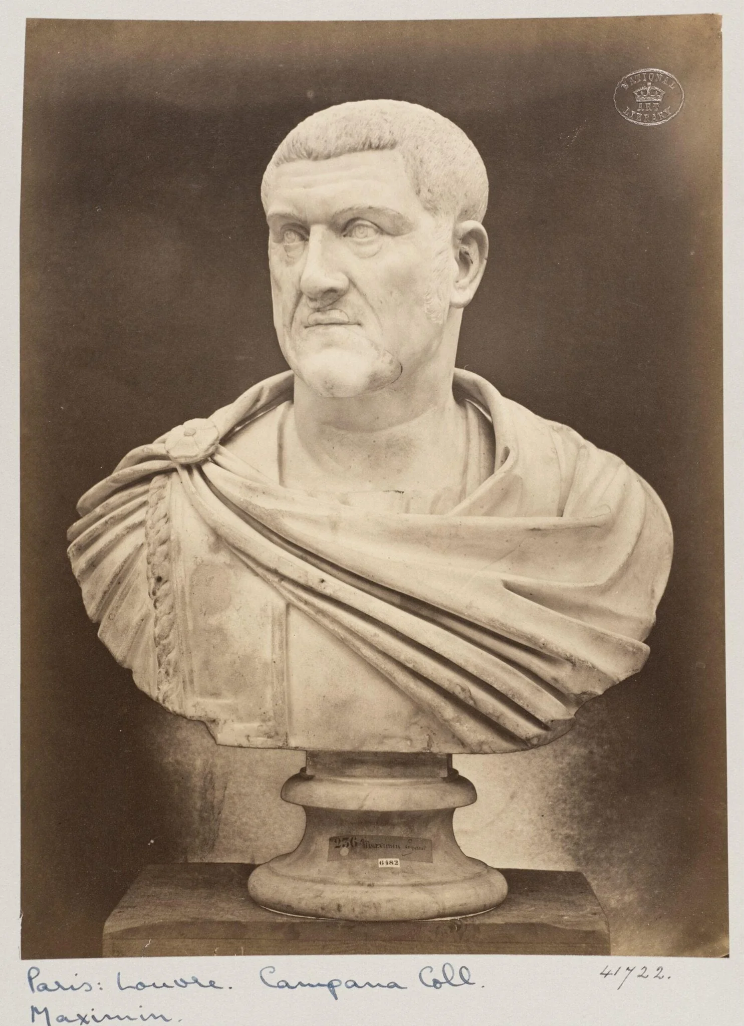 Marble bust of the Emperor Maximian, by Louise Laffon, photographic, 1864