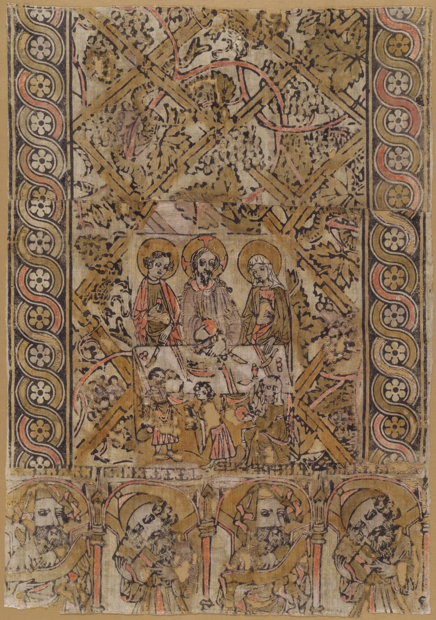 A Lectern Cloth with the Marriage at Cana, by German 15th Century, ink, 1400