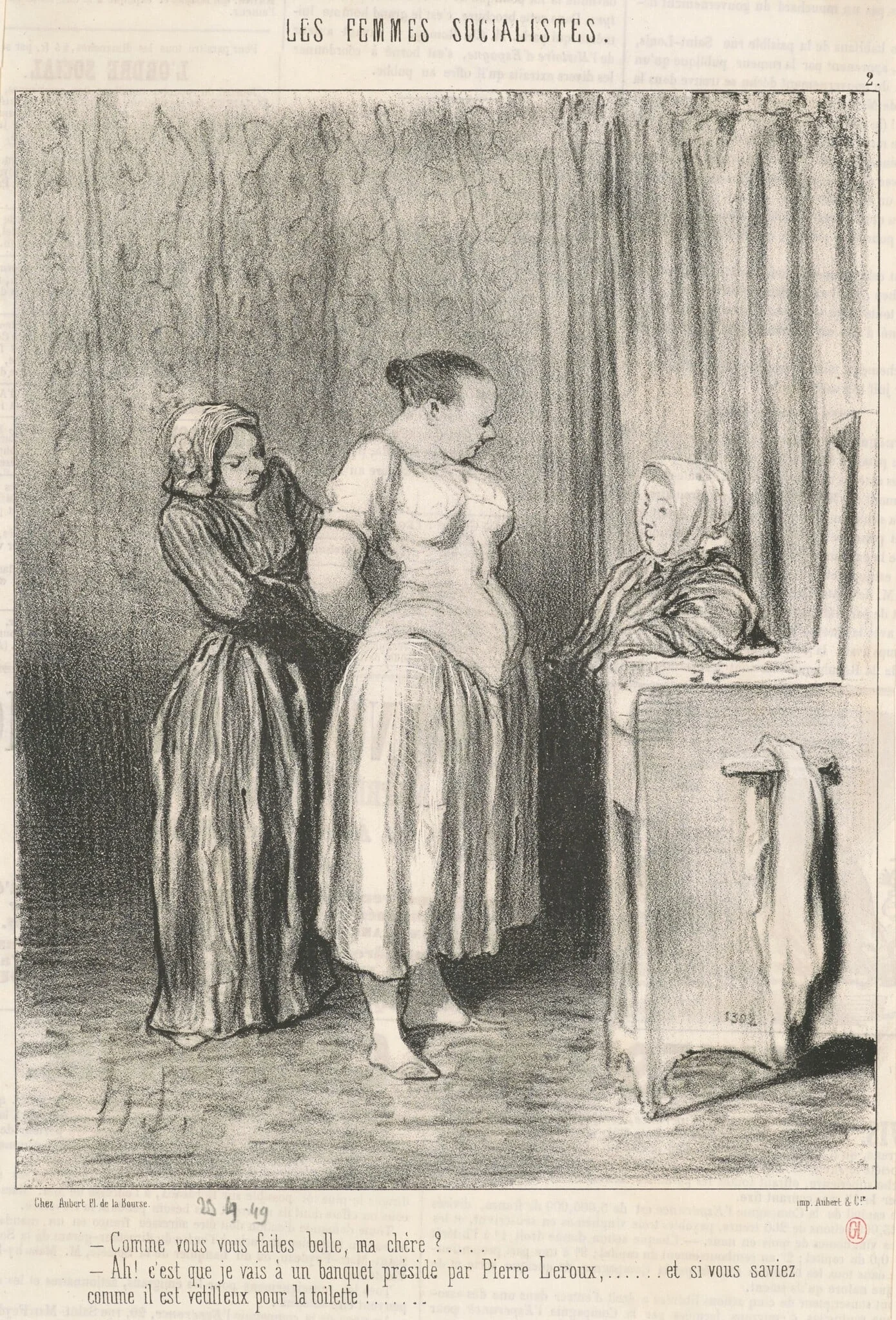 Comme vous faites belle, ma chère? ..., by Honoré Daumier, ink, 1849
