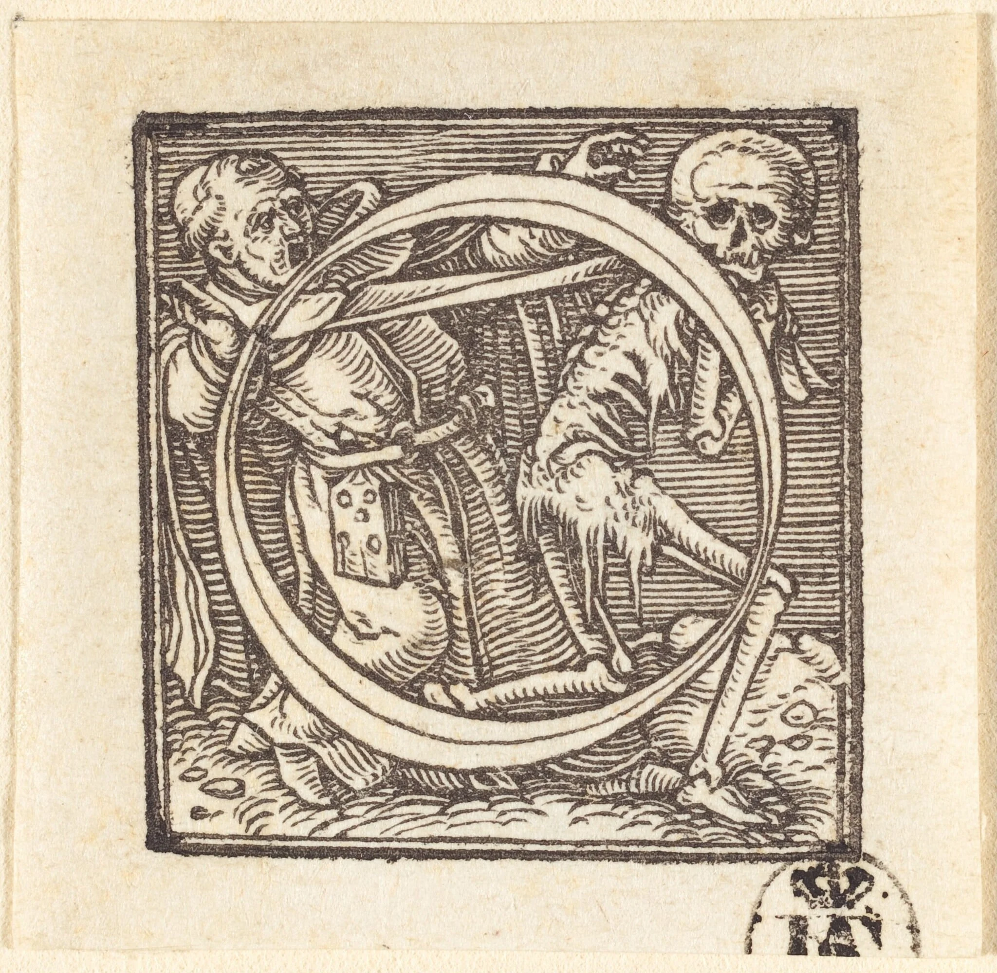 Letter O, by Hans Lützelburger, ink, 1523