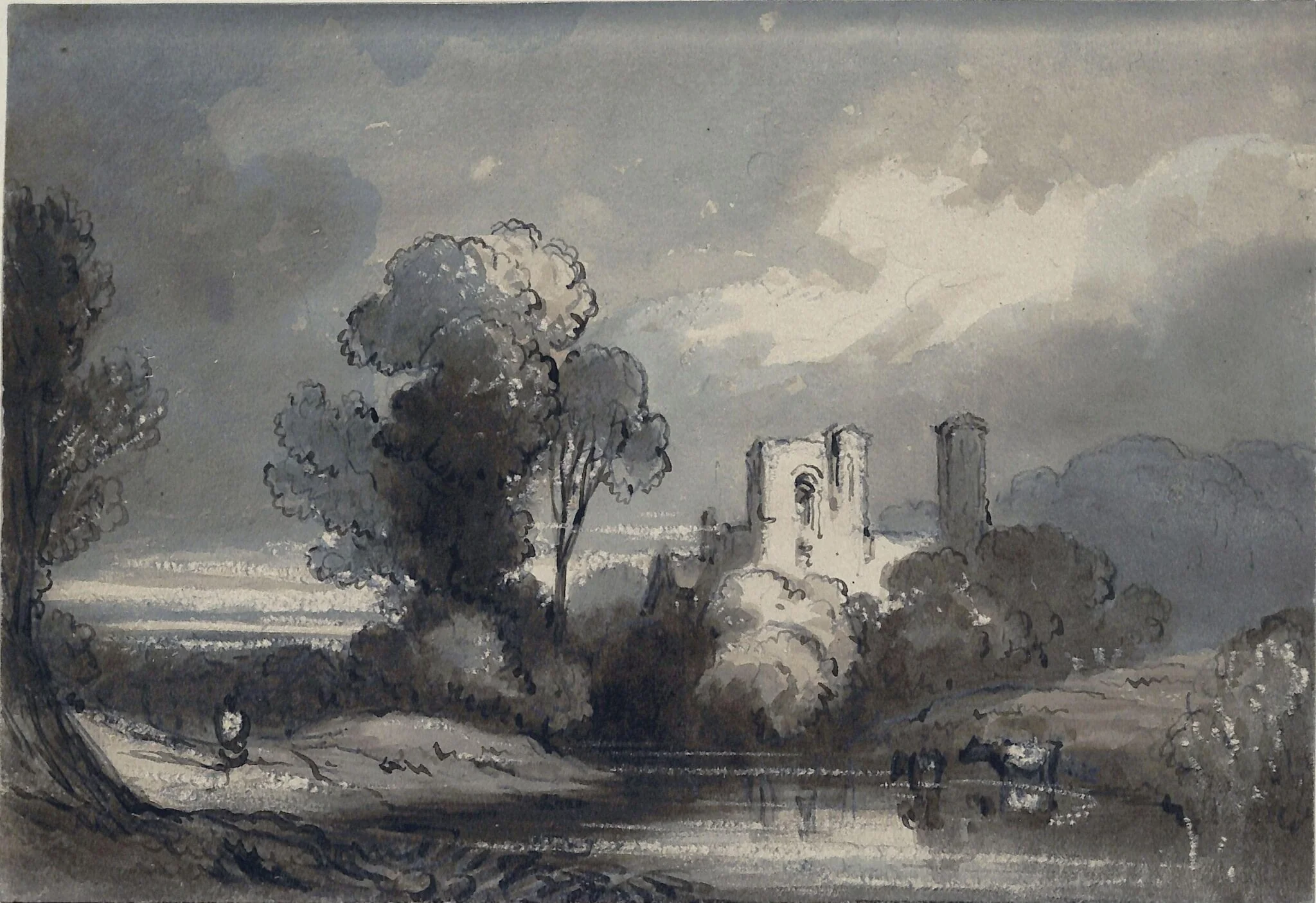 Landscape with Abbey by a Stream