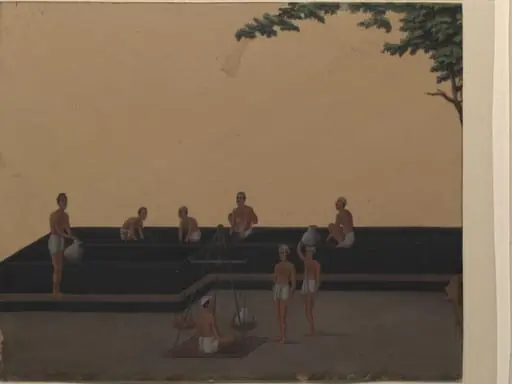 One of nineteen drawings illustrating processes in the manufacture of opium at the Opium Factory at Gulzarbagh, Patna, in Bihar.
