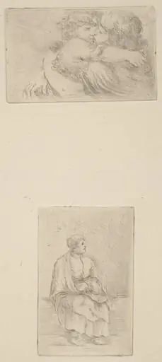Two Children Embracing [upper half]; Seated Ecclesiast [lower half]