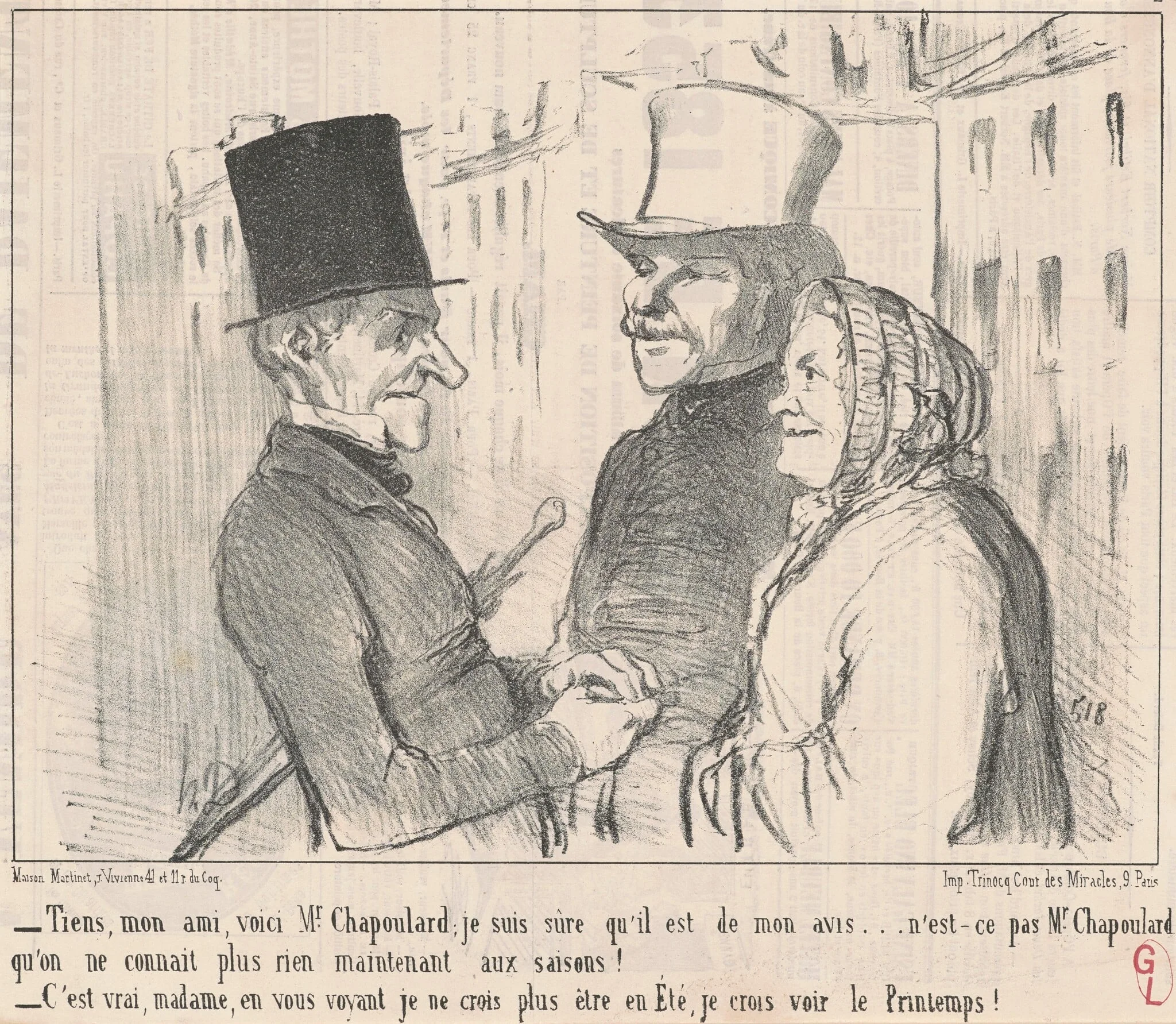 Tiens, mon ami, voici M. Chapoulard ..., by Honoré Daumier, ink, 1853