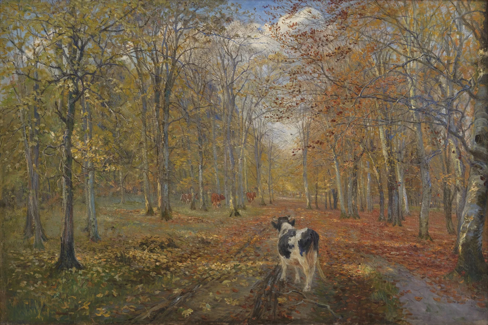 En vej i Dyrehaven. Efterår, by Unknown, 1889