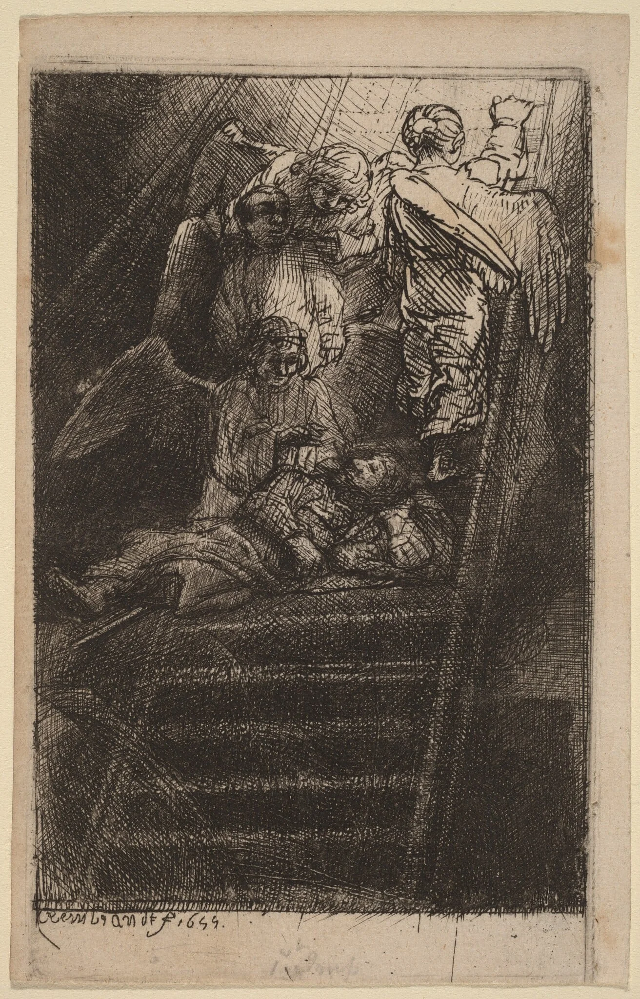 Jacob's Ladder, by Rembrandt, ink, 1655