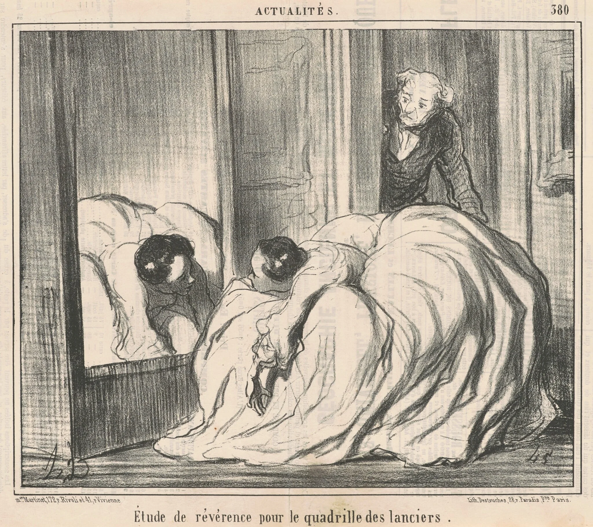 Etude de révérence pour le quadrille des lanciers, by Honoré Daumier, ink, 1857