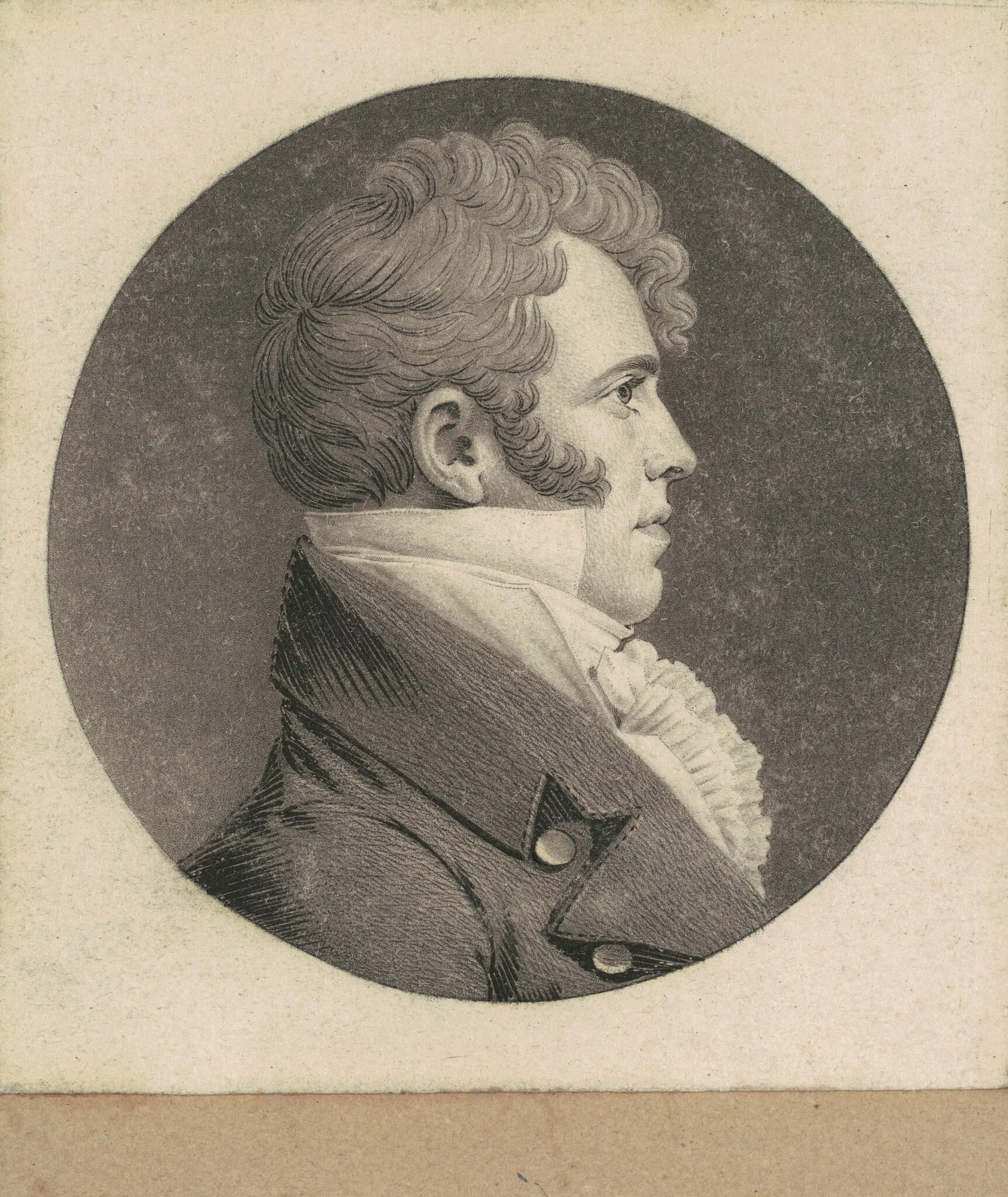 Unidentified Man, by Charles Balthazar Julien Févret de Saint-Mémin, ink, 1808