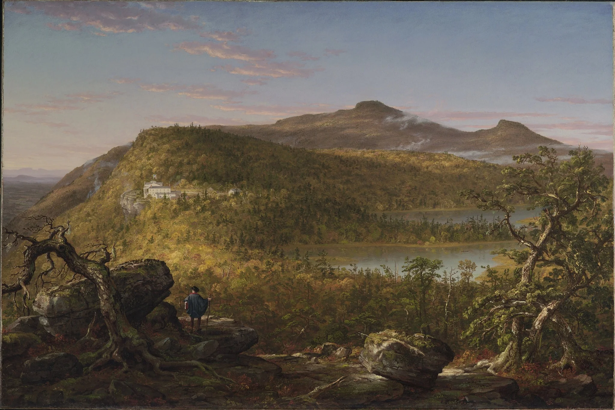 A View of the Two Lakes and Mountain House, Catskill Mountains, Morning, by Thomas Cole, oil, 1844